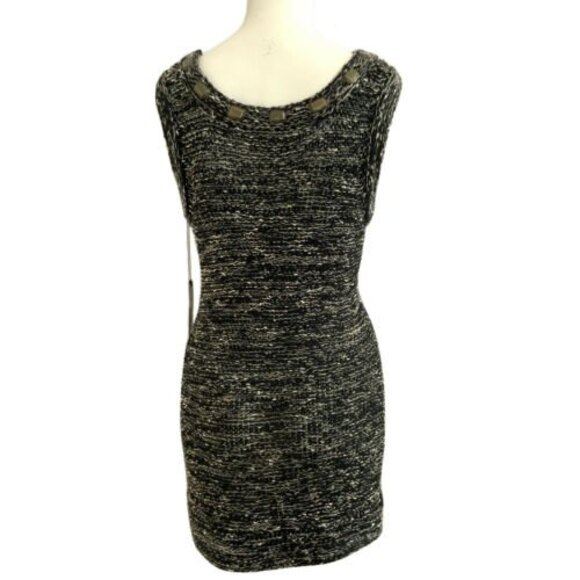 BCBGMaxAzria Open Knit Body-con Sweater Dress Cocktail Beaded Black M - Picture 2 of 9
